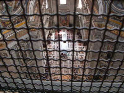 Looking down from the Dome,  St Peter's basilica,  Rome.