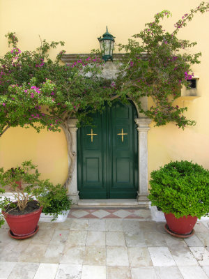 Door at Moni Theotokos, Paleokastritsa, Corfu.