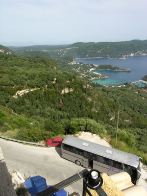 View from the top of a cafe in the hills above Paleokastritsa, Corfu.