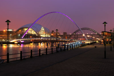 The Millennium Bridge, Tyne Bridge, and Sage,   Gateshead.