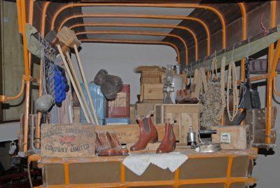 The interior of Singh's mobile showroom.
