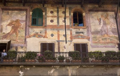 Frescoes,Verona, Italy-Man on balcony