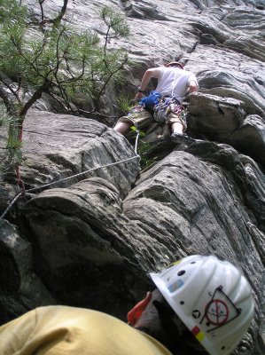 Brian leading, Mike belaying