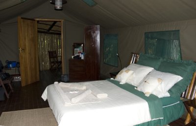 Inside our tent--quite luxurious!
