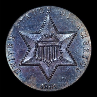 1861 Three Cent SilverPCGS MS 63