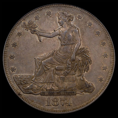 1874 Trade DollarPCGS XF 45 (CAC)