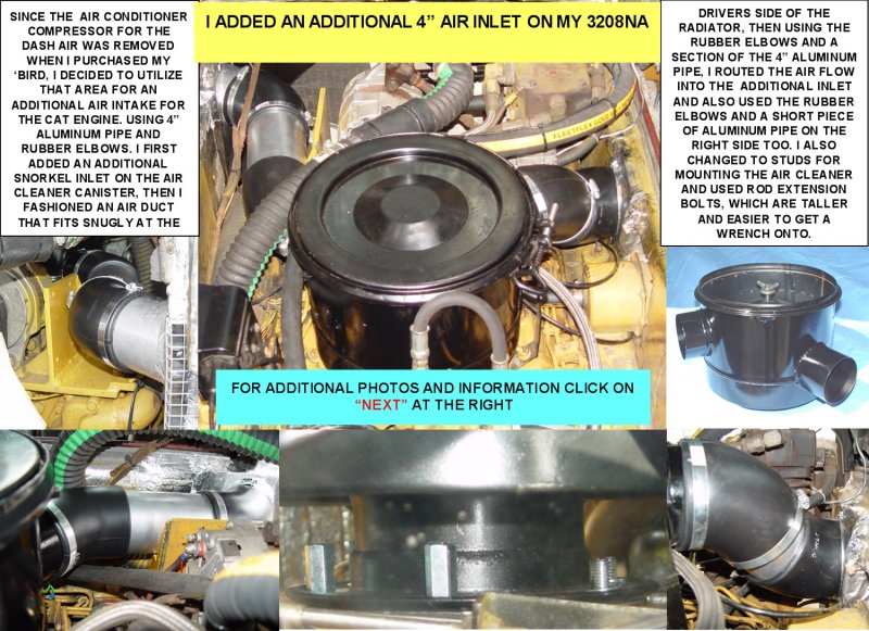 ADDITIONAL 4 INCH FRESH AIR DUCT.FOR CAT 3208 NA ENGINE