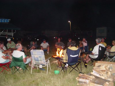 ONE OF THE NIGHTLY CAMPFIRES AT OSHKOSH