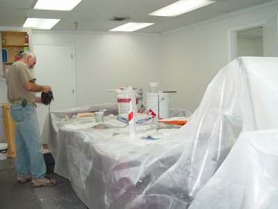 ONE OF THE PLANT EMPLOYEES AT WORK REMODELING, HE BUILT THE WIRING LOOM IN MY 'BIRD BACK IN '82