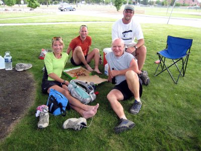 tired runners (me, Tim, Jim Updegrove) and Frank, the RD (who I'm sure is tired too!)