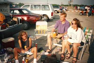 tailgate:  Lisa, Mike, Magy (Andy far left with the cheesehead hat)
