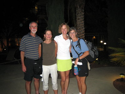 Saturday night in Las Vegas.  Brad, Barb, and Audrey crew for Bonnie Busch