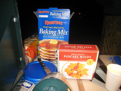 Pancake mix and animal molds.  Tim can't wait to make a pig pancake.