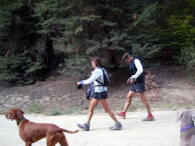 Beverly & Alan Abbs leave Deep Creek just behind Englund, Goggins & Stroh.  (That's Bruce the Vizsla)