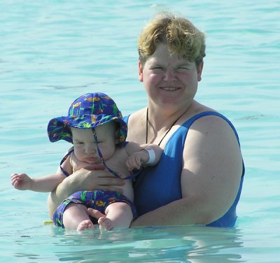 First time in the ocean with mommy