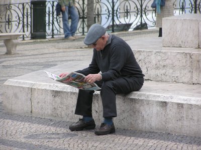 Reading the newspaper on a Sunday morning