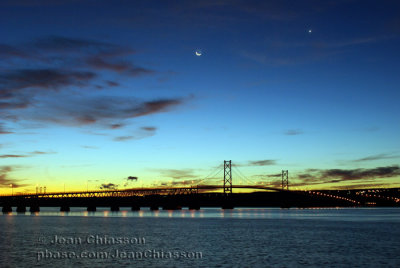 Moon and Venus at Orleans Island Bridge Qubec