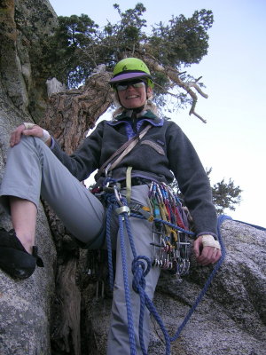 Annie on the third belay