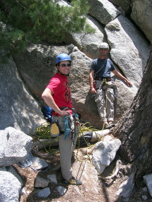 Long time climbing partner Clay and his belayer Nick