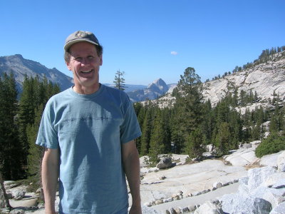Jim at Olmstead Point with Half Dome behind