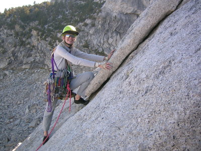 Annie starting on the first of two non simu-climb pitches