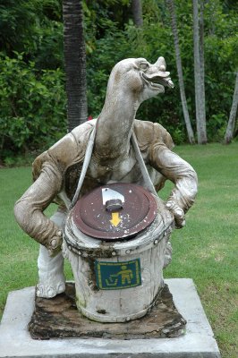 Nice sculpture for a trash bin