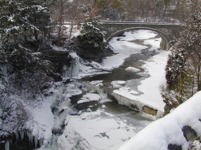 stone bridge in the snow...