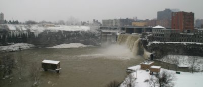 high falls overlooking the city of rochester...