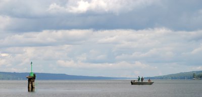 men fishing on Seneca Lake...