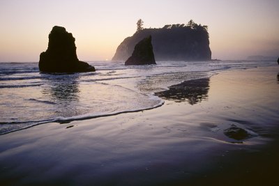 Ruby Beach with Sun Setting in Distance