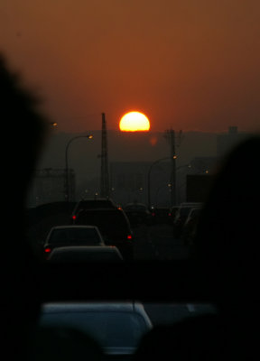 Sundown Through Bus Window