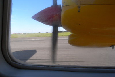 Sitting next to a propeller