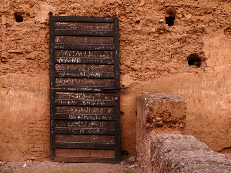 Autographed door, Badi Palace, Marrakesh, Morocco, 2006