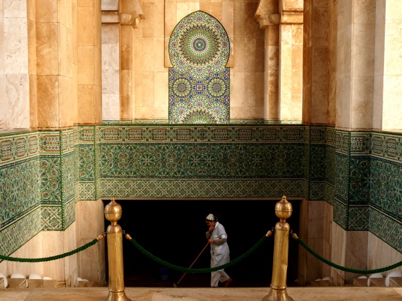 Morning sweep, Mosque of Hassan II, Casablanca, Morocco, 2006