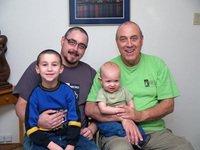Dario (grandson), Mark (son), Marcel (grandson) and me buzzed