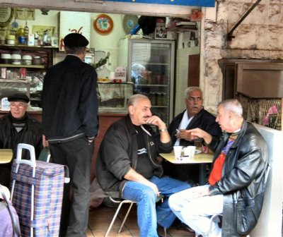 When Shopping Is Finished - A Morning Gathering For Coffee & Chat At A Street Kiosk, Sirkin St.JPG