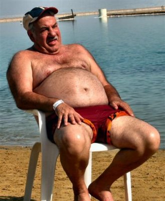 Gentleman Seems To Have A Great Time, On The Dead Sea Beach.JPG