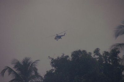 The Paramount Freetown-Lunghi Helicopter through wood smoke.