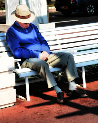 The waiting room of Paradise...a bench in the spring sun