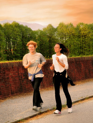 Sunset jogging on the walls