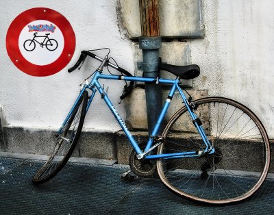 The bicycle  which should have paid more attention to street signs...