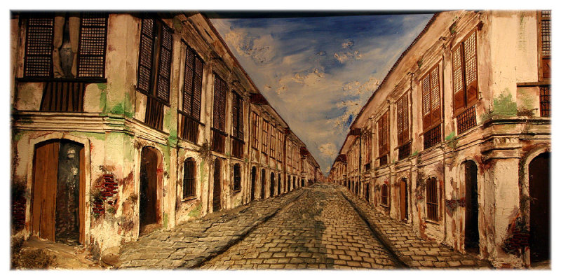 Painting of Crisologo St, Vigan, Philippines