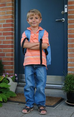Christian ready for first day in school