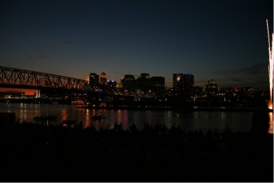 Cincinnati at dusk before fireworks
