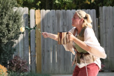 Chasing people with a flower