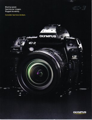 Front of  Olympus  E3 brochure