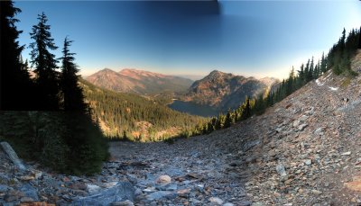 Cliff Lake Panorama from old PCT on Peak 7550.