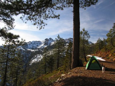 Campsite at 5500ft in snowless Red Buttes.