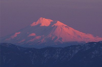 Mt Shasta sunset viewed from Red Buttes