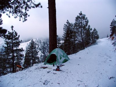 Red Buttes camp was lightly snowed upon overnight